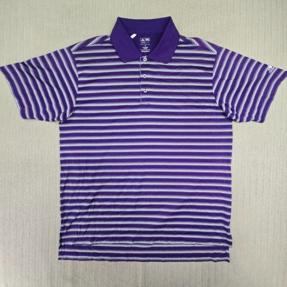 Adidas Golf Polo Shirt Mens Medium Purple Short Sleeve Lightweight Climalite